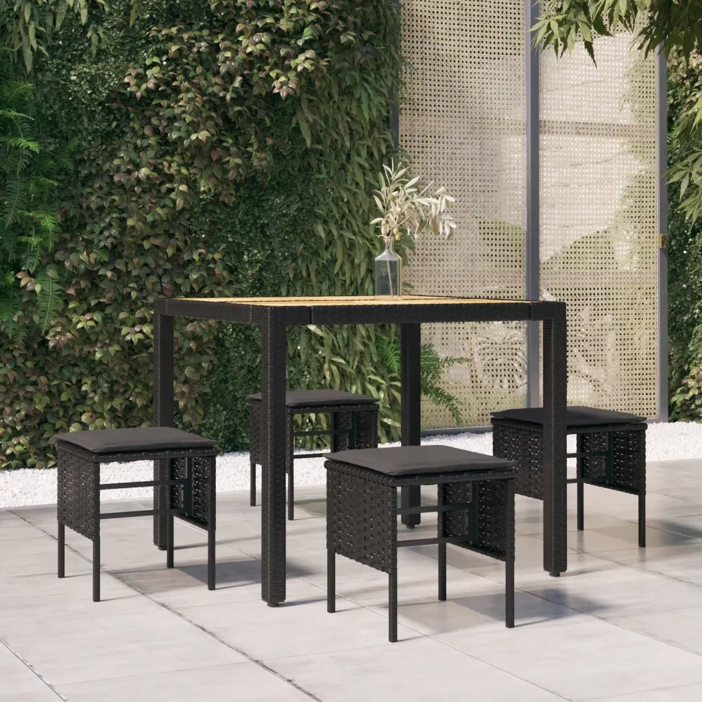 Poggiapiedi da Giardino con Cuscini 4 pz Nero in Polyrattan CFW3677143