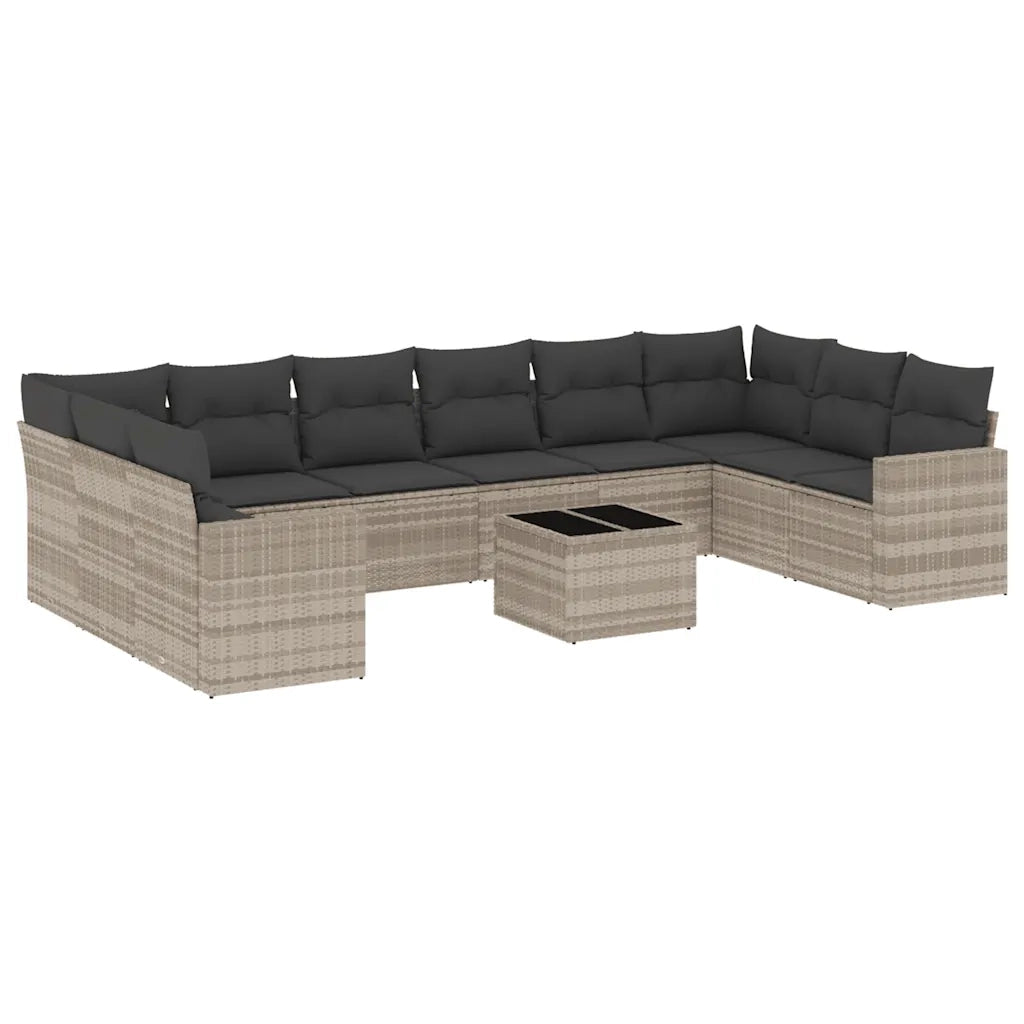 Set Divani da Giardino 11 pz con Cuscini in Polyrattan Grigio 3219472