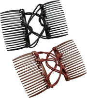 Doppia spazzola a doppia punta - spazzola capelli elastica regolabile - spazzola per capelli facile da sciogliere - clip capelli doppio reclinabile - 2 pezzi