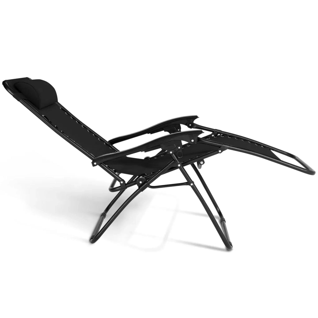 IDMarket - Set di 2 sedie da giardino reclinabili RELAX, alto comfort, nero