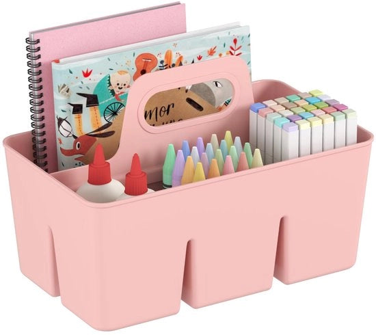 Organizzatore di Cassetta Plastica con Maniglione per Pennarelli, Articoli da Bagno e Cosmetici, Colorato, 1 Pezzo