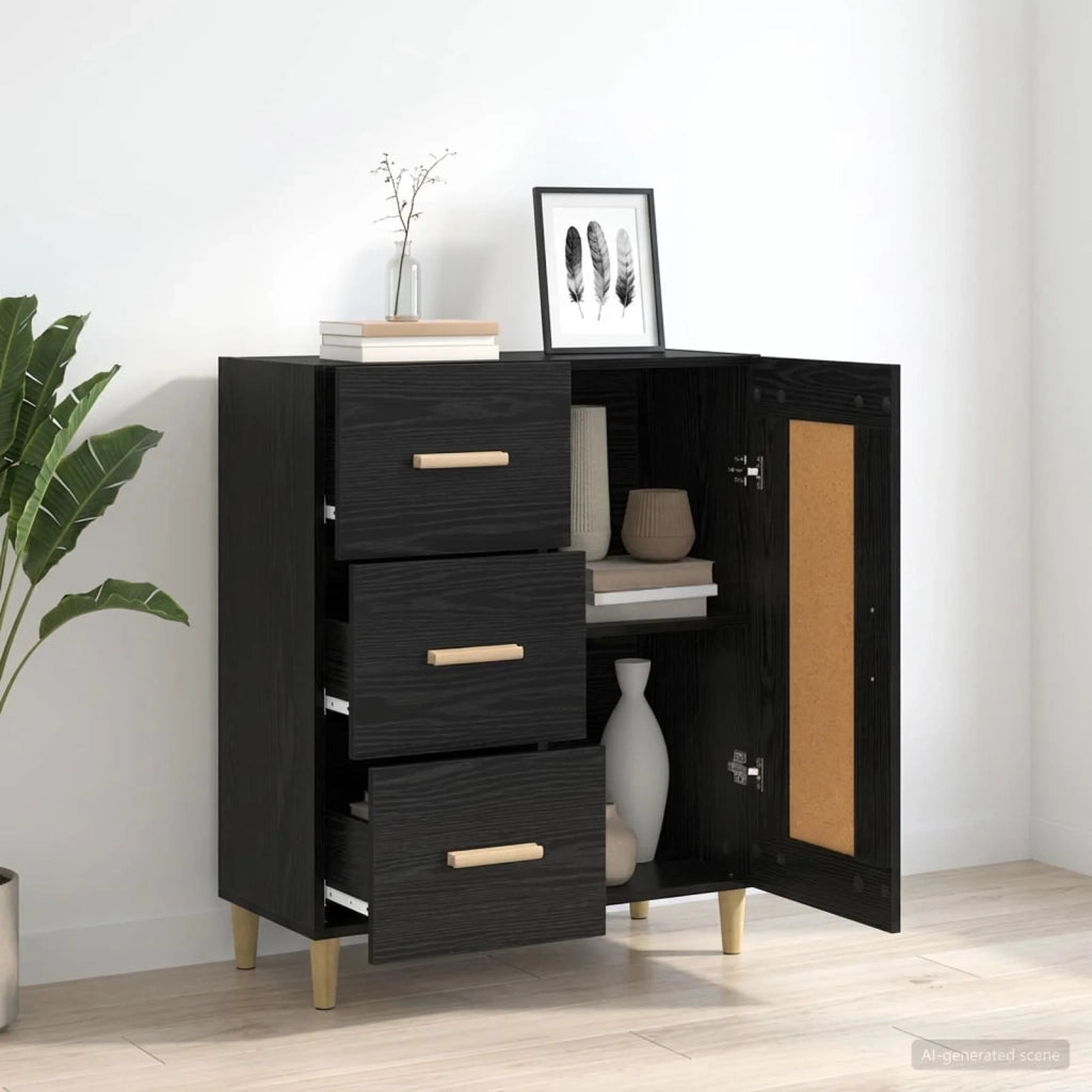 Credenza Rovere Nero 69,5 x 34 x 90 cm Legno ingegnerizzato 8009843