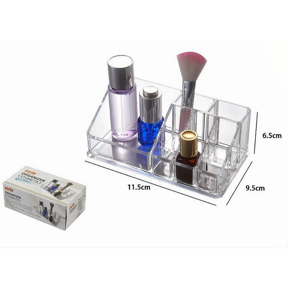 Trade Shop - Organizer Box Trasparente 9 Scomparti Posti Per Trucchi Cosmetici Make Up 10248 -