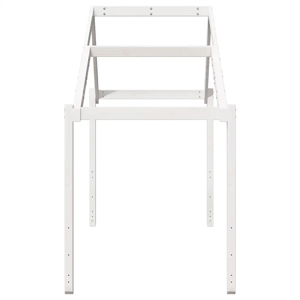 Tetto Letto Bambini Bianco 203x95,5x142 cm Legno Massello Pino