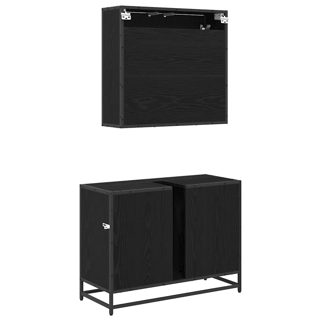 vidaXL Set di mobili per il bagno 2 pcs Rovere nero 80 x 33 x 60 cm
