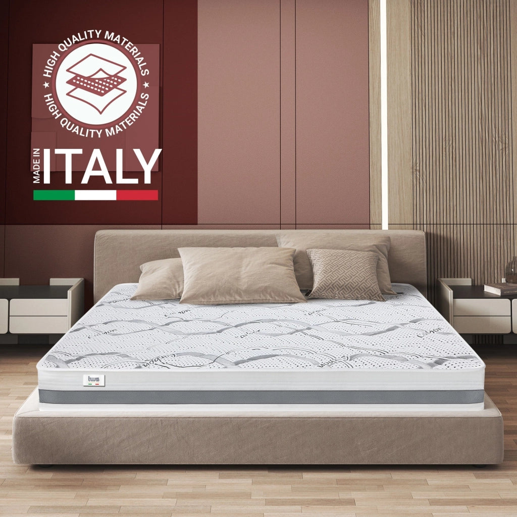 Materasso in Memory Foam Singolo 75x190 Altezza 22 cm | Rigidità media/alta | Tessuto Anallergico e Traspirante | Proprieta' Ortopediche Automodellanti | Prodotto in Italia