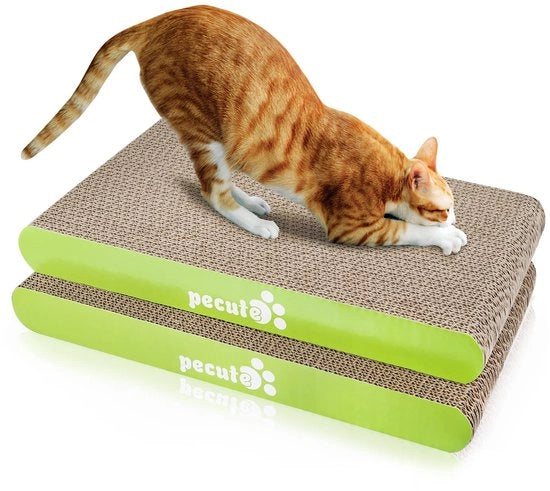 Set di Krabplank doppia faccia per gatti realizzato in cartone di alta qualità, giocattolo per la cura delle unghie e la protezione dei mobili dai graffi (38,5 x 20,5 cm)