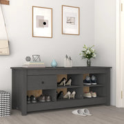 Scarpiera-Scaffale per scarpe-Armadietto contenitore Grigia 110x38x45,5 cm in Legno Massello di Pino