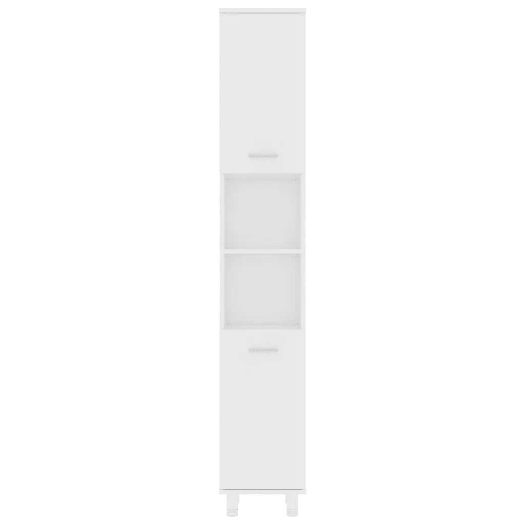 Elegante mobiletto da bagno con 6 scomparti e maniglie 30 x 30 x 179 cm in legno composito bianco 02_0047722