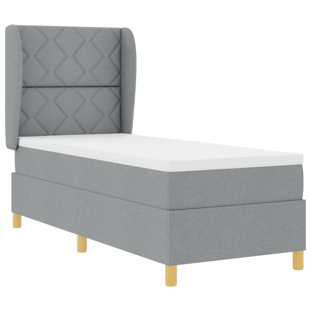 Letto a Box con Materasso Grigio Chiaro 80x200 cm Tessuto