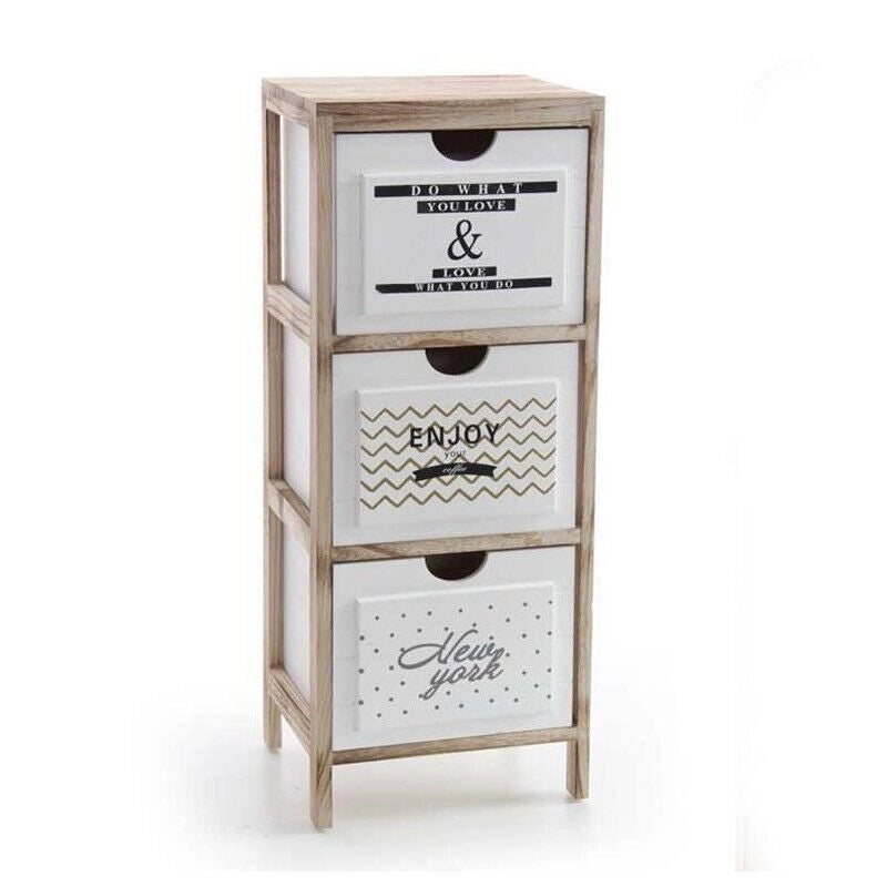 CASSETTIERA IN LEGNO DECORATA CON DUE CASSETTI 30 X 24 X 74 CM