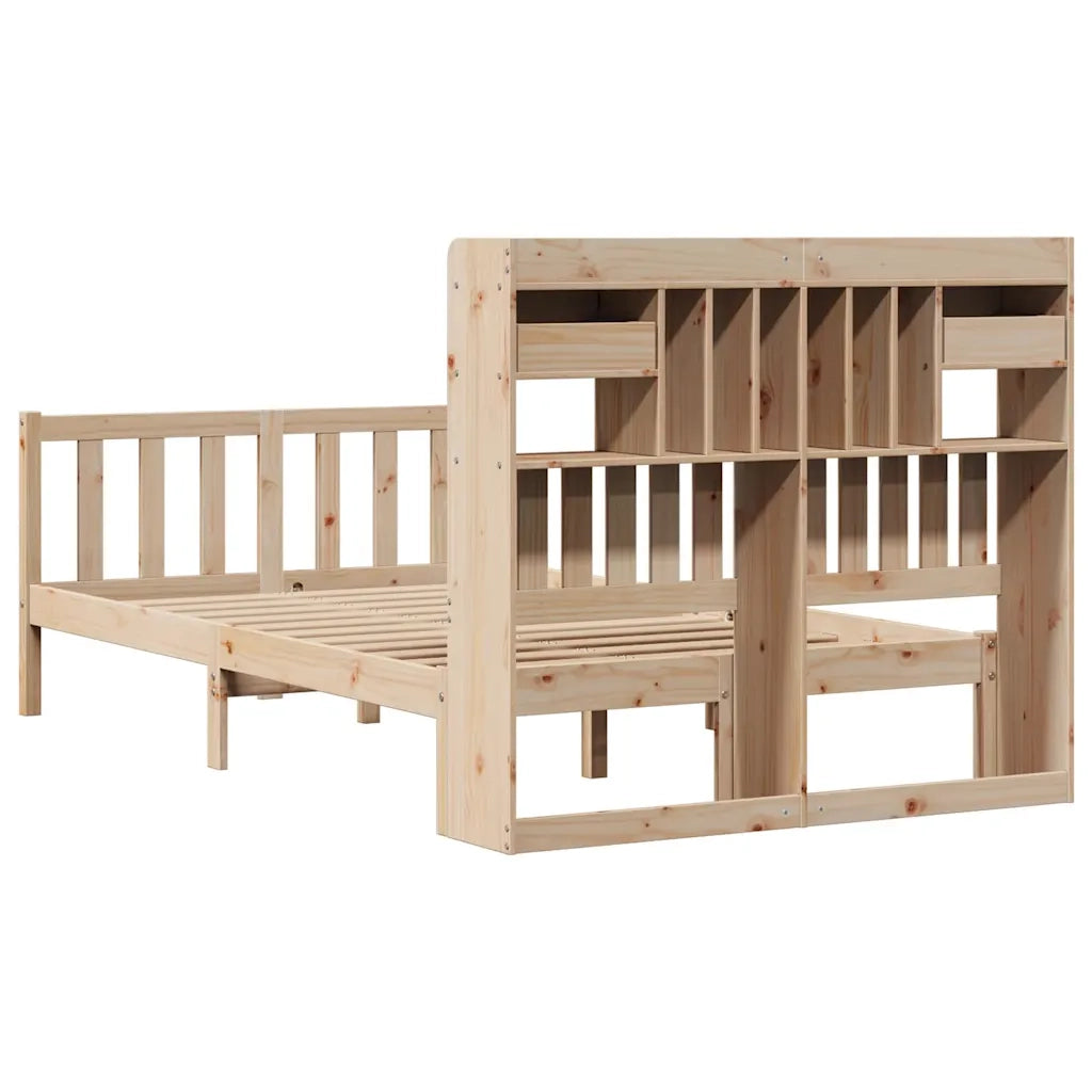 Letto Libreria senza Materasso-Struttura Letto con contenitore 135x190 cm in Legno di Pino 453360