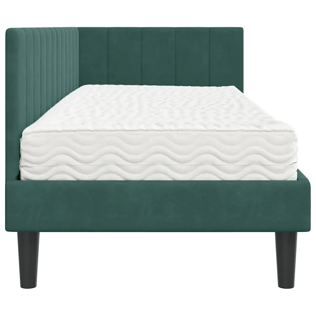 Struttura Letto Angolare con Materasso 2 pcs Verde Velluto 3393880
