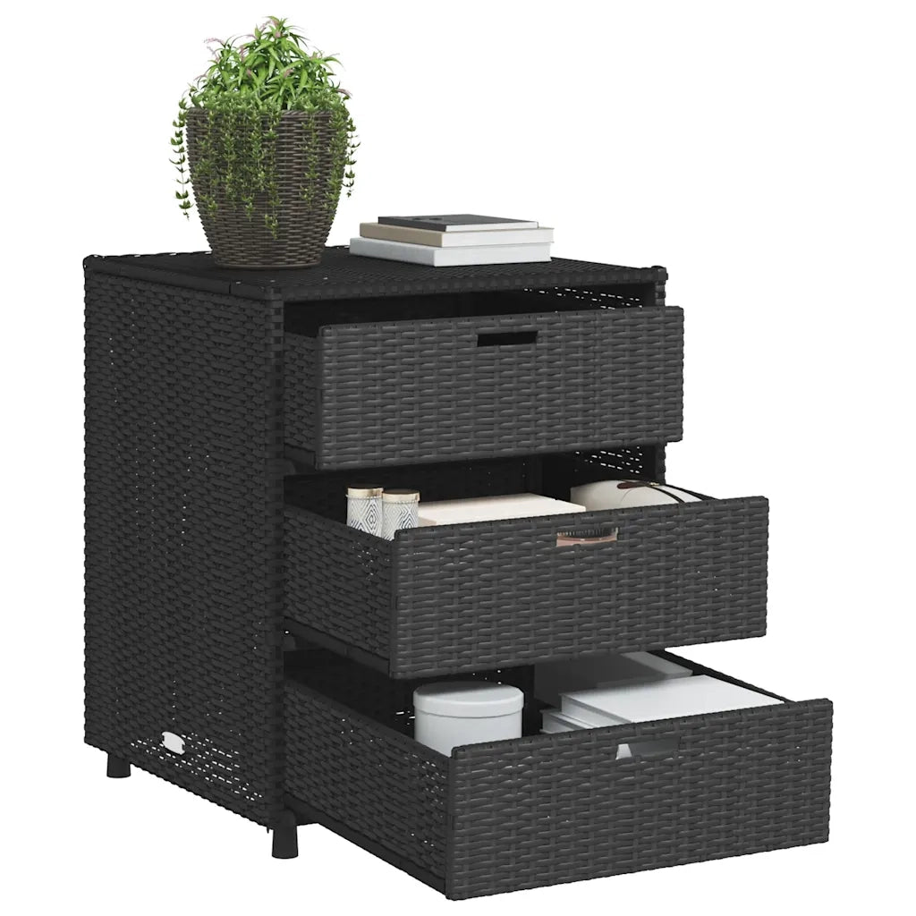 Armadietto Portaoggetti da Giardino Nero 55x59x69cm Polyrattan