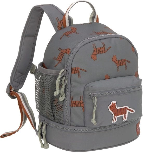 Borsa per bambino con cinturino di supporto Tasca per la cura Borsa per la cura 27 cm, 4,5 litri superiore, 1,5 litri inferiore, 3 anni / borsa per bambini, tigre dei safari, casual