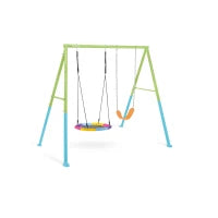 44125 - Altalena Verde E Blu Cm 257X244X201, 2 Componenti (Dondolo Ottagonale & Altalena)