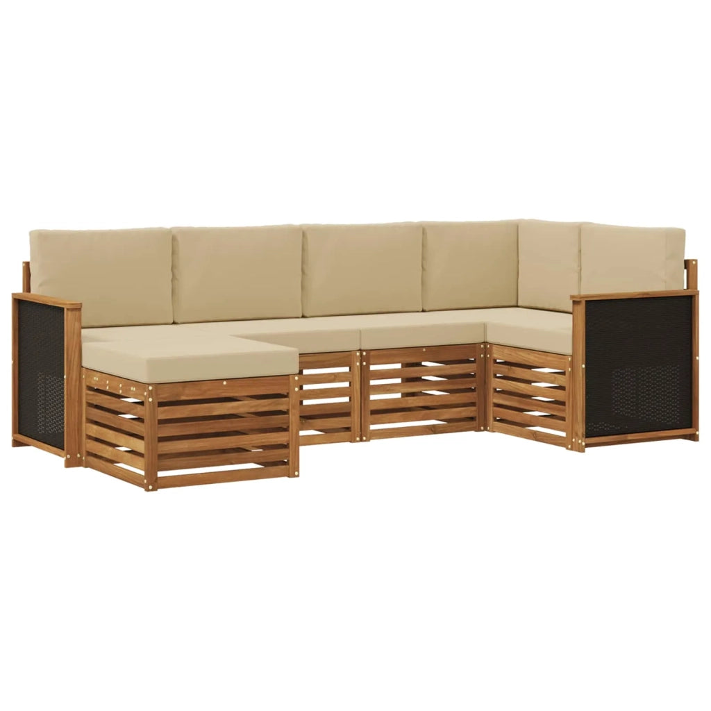 Set divano sezionale con cuscino 5 pcs Naturale