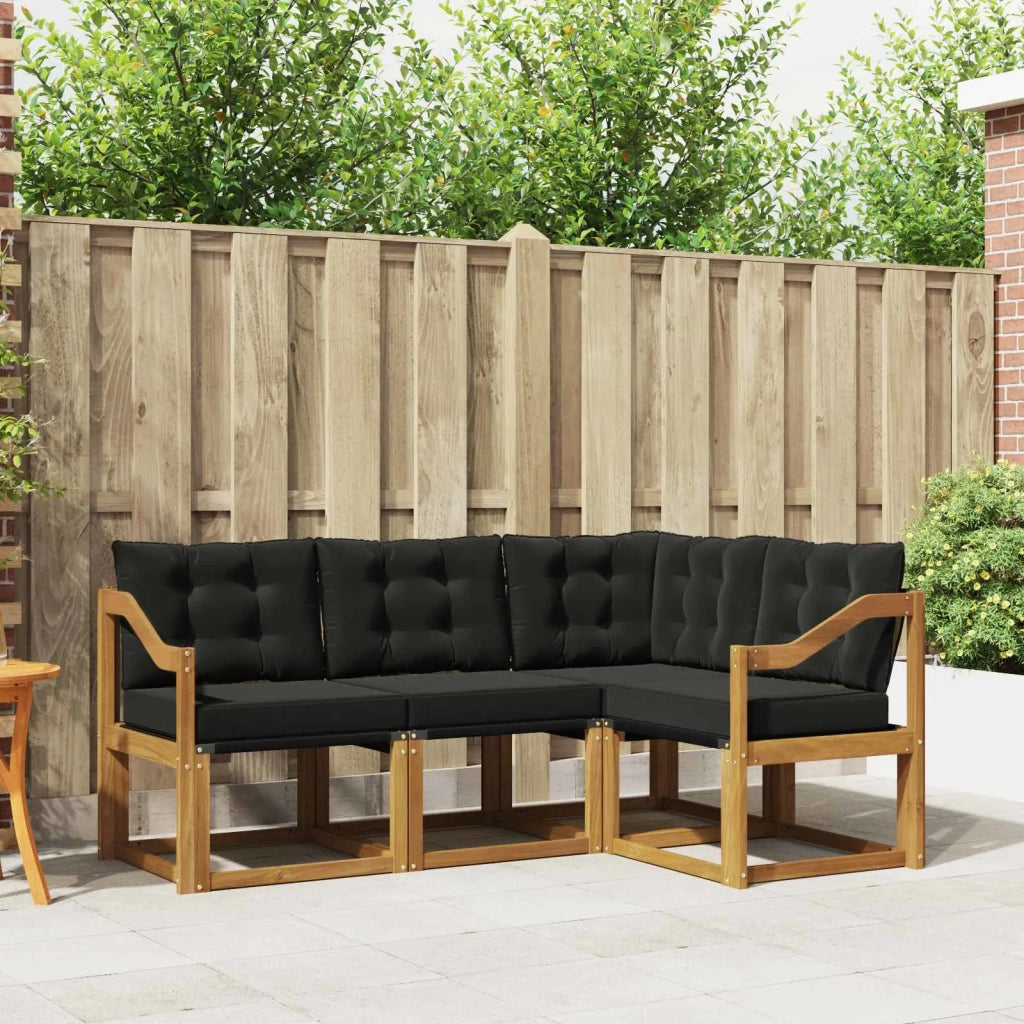 Set di divani da esterno con cuscino 4 pcs Naturale e Nero 3368627