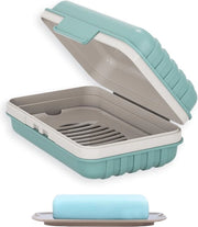Contenitore di sapone con coperchio per docce da viaggio - 1 pezzo box di sapone per palestra e campeggio - impermeabile blu.
