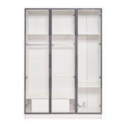 Armadio con 3 ante in vetro; 1 cassetto e LED - per camera da letto - 110x50x160 cm