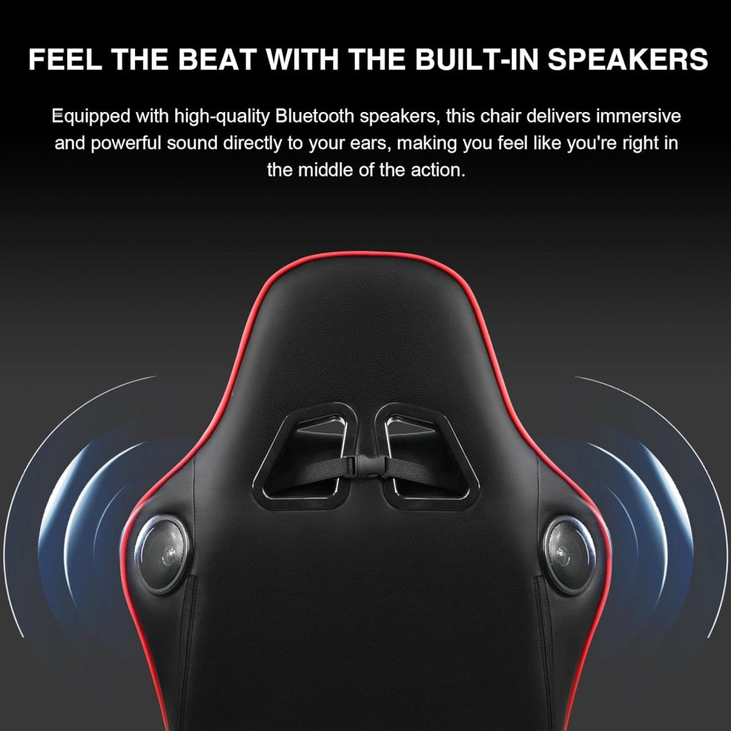 Sedia da Gaming con Poggiapiedi e Altoparlante Bluetooth Poltrona Ufficio Scrivania Ergonomica Sedie Musicale Rossa