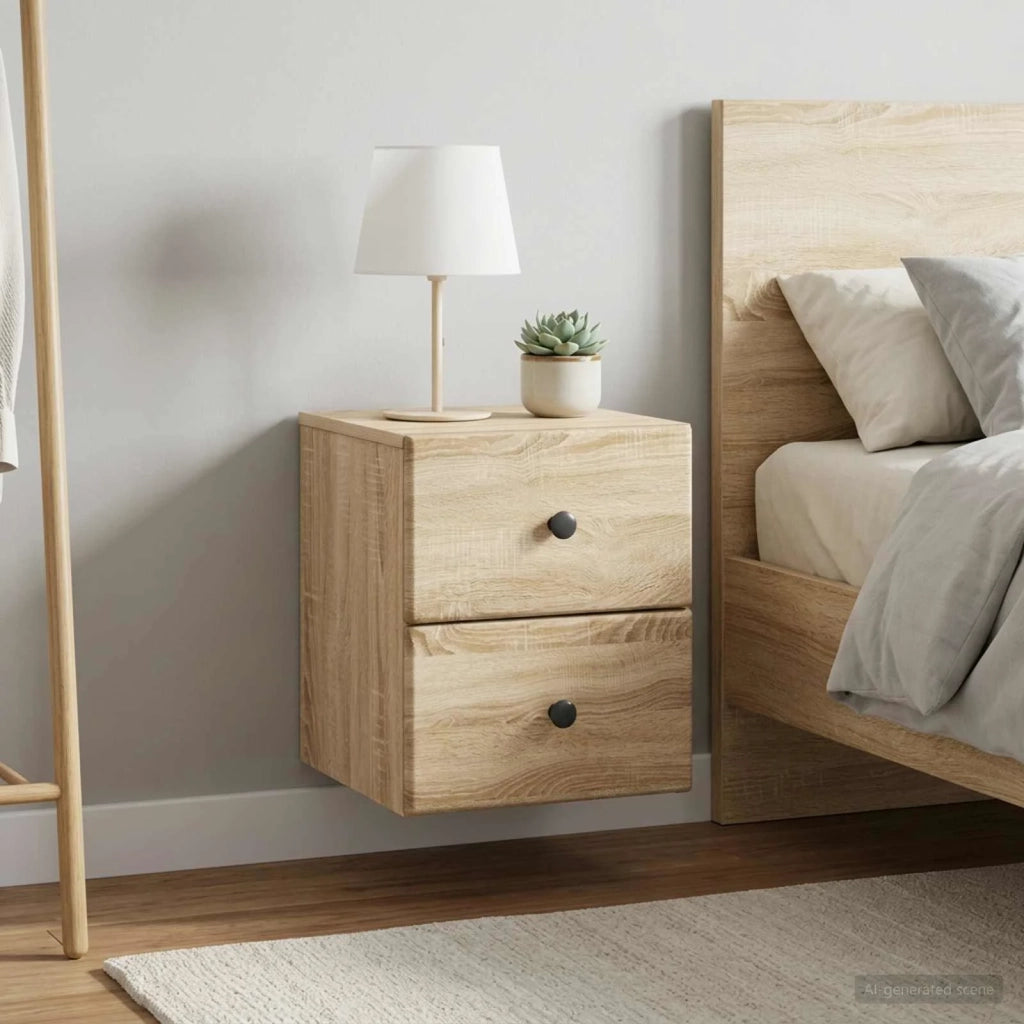 Mobiletto da notte a muro 2 pcs Rovere Sonoma 34,5 x 33 x 40 cm 899150