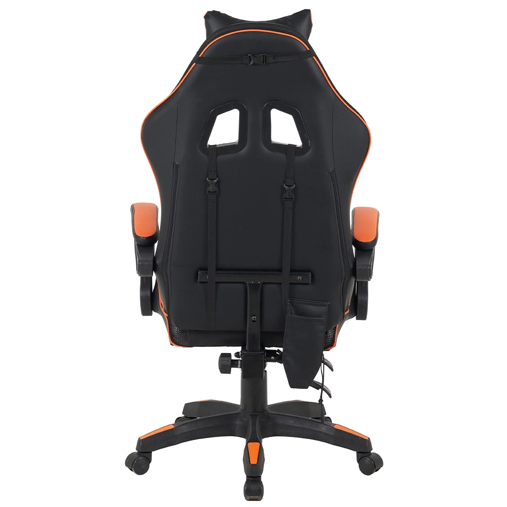 Sedia Gaming Scrivania Led RGB Ergonomica Altezza Eegolabile con 2Cuscini Nero Arancio