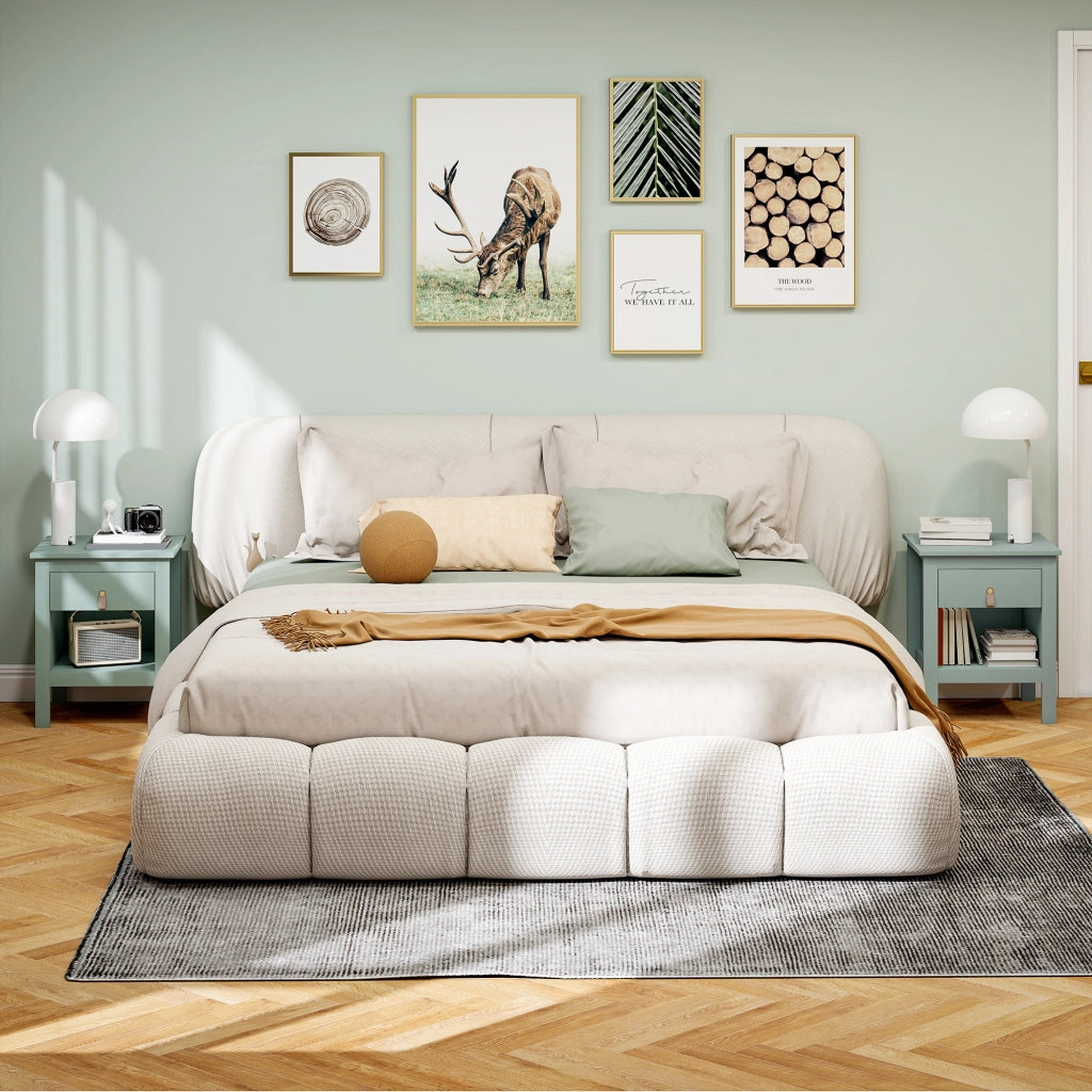 Comodino con cassetto e ripiano aperto ¨C zephmum ¨C Verde 45x40x55 cm