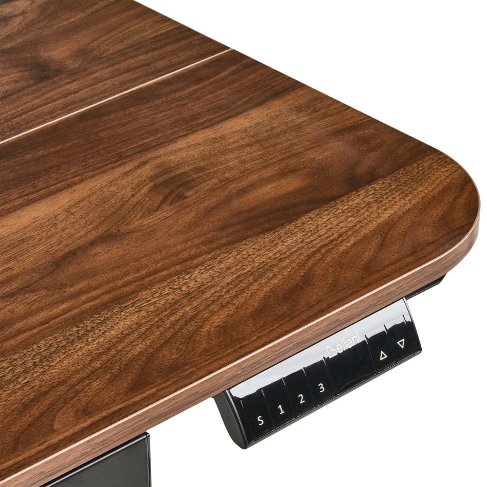 Scrivania elettrica regolabile Piano marrone Struttura e gambe in acciaio nero 120 x 60 Stand and Sit Home Office Stand and Sit Tappetino per mouse Design scandinavo moderno
