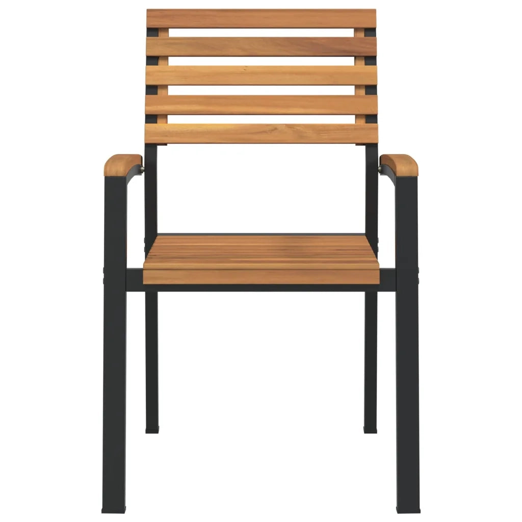 Sedie Giardino Impilabili 2 pz Legno Massello Acacia e Metallo 362014