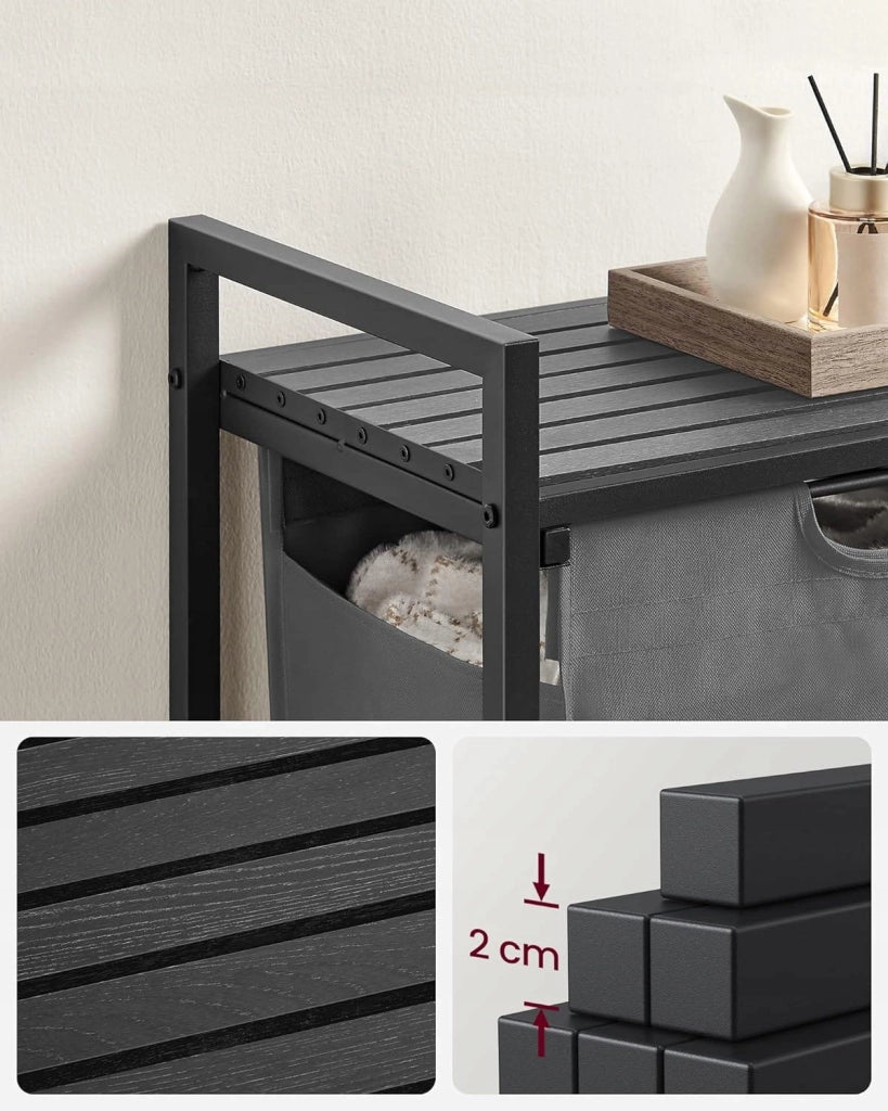 Cesto portabiancheria Valora grigio a scomparto singolo, stile loft, 65 l