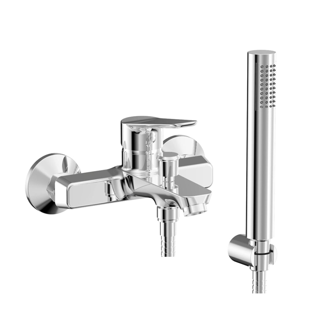 Miscelatore vasca esterno in ottone cromato con flessibile e doccetta in ABS Aurora
