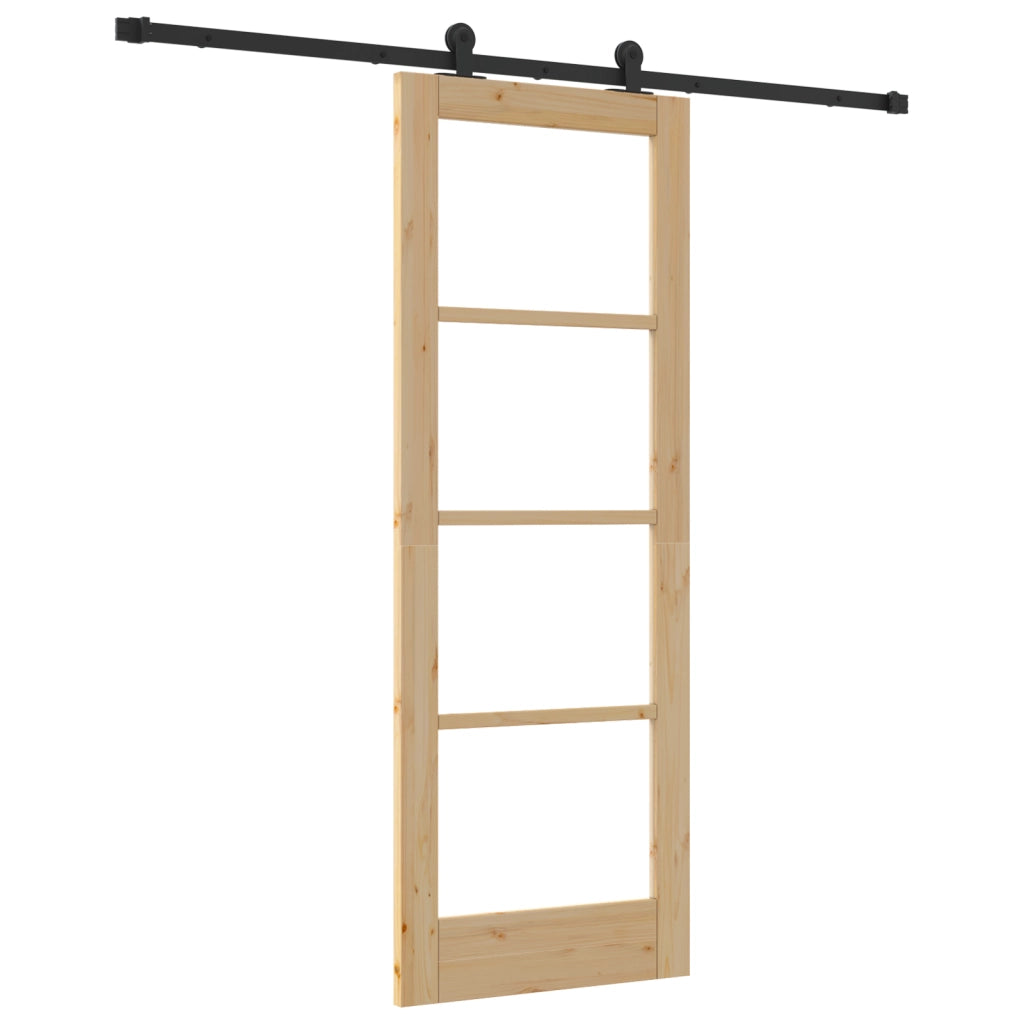 Porta Scorrevole con Set di Ferramenta 'ORKDAL'Legno Solido & Vetro