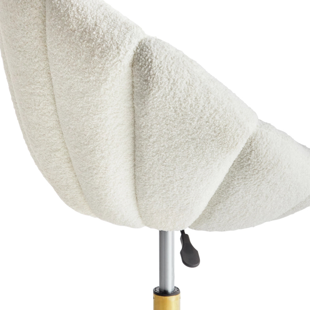 Elegante sedia da ufficio girevole in tessuto bouclè bianco con base regolabile in altezza Design moderno Home Office