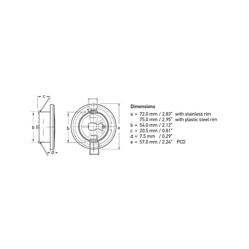 EUROLED 75 PLASTICA LUCE BIANCA 12V PLASTIC - WHITE LIGHT 24V