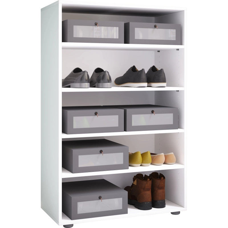 Legno Max Scarpiera H110 L70 P37 cm Mobile Porta Scarpe Salvaspazio con Ripiani Regolabili Colore Bianco