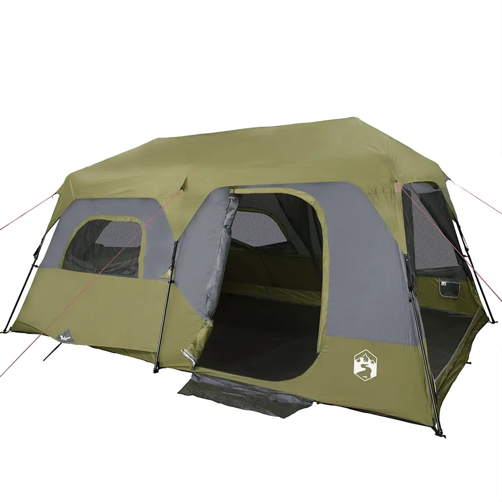 Tenda Campeggio 9 Persone-Tenda per Escursionismo Verde Rilascio Rapido Impermeabile
