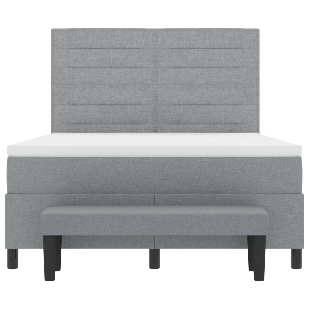 Letto con Rete a Molla e Materasso Grigio Chiaro 140x200 cm Tessuto