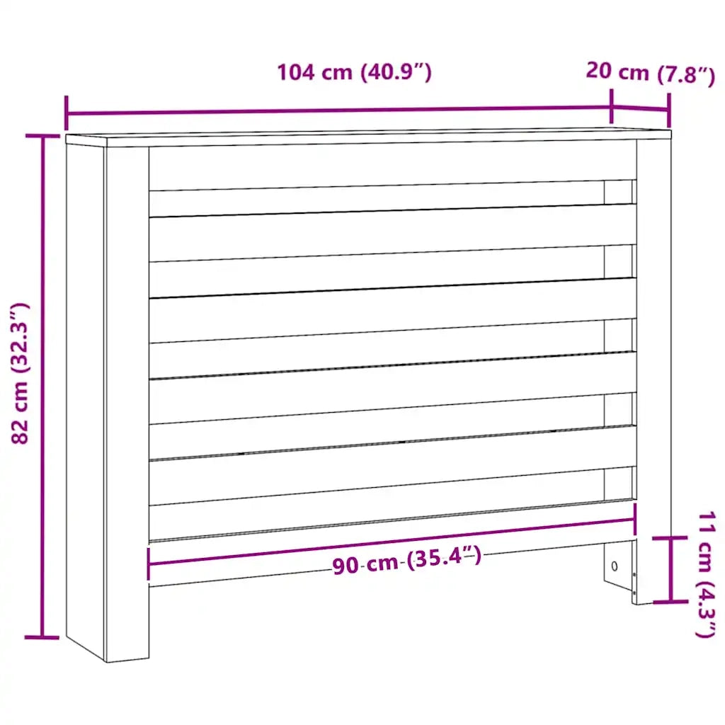 Copertura per radiatori Rovere Nero 104 x 20 x 82 cm 869219