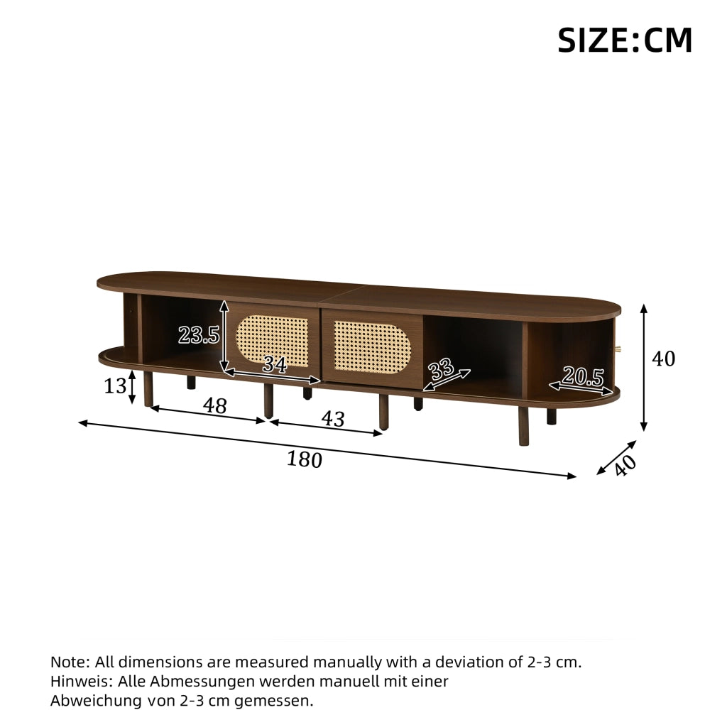 Mobile TV 180x40x40 cm con 2 ante e 2 porte a serranda in MDF