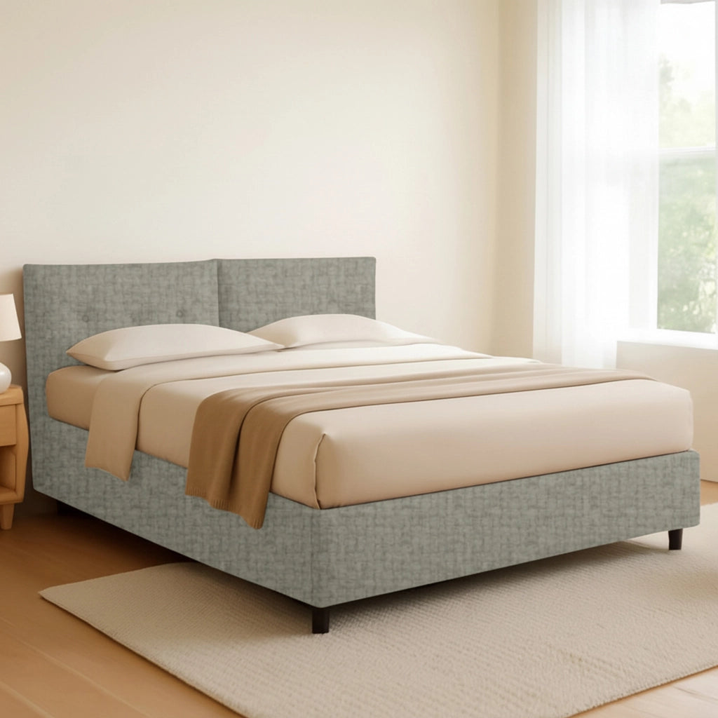 Bath, Letto Matrimoniale Sfoderabile Made in Italy, Grigio