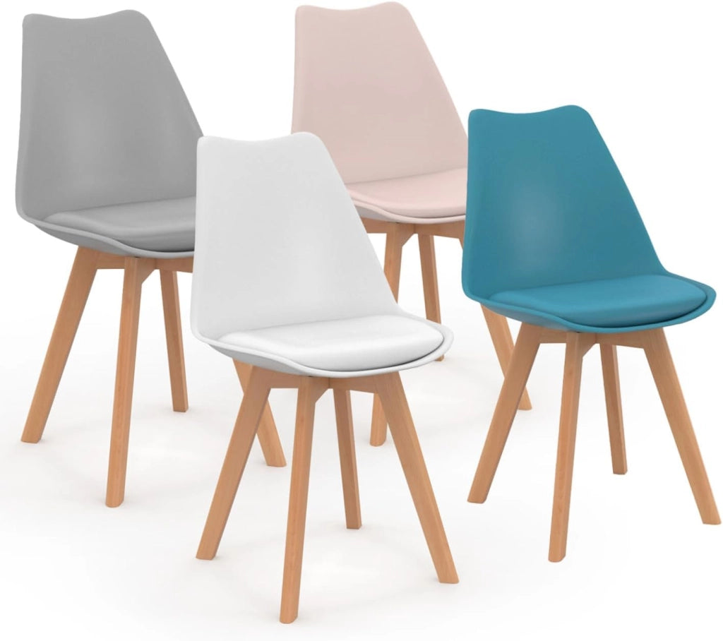 Set di 4 sedie da pranzo rosa pastello, bianco, grigio chiaro e blu SARA
