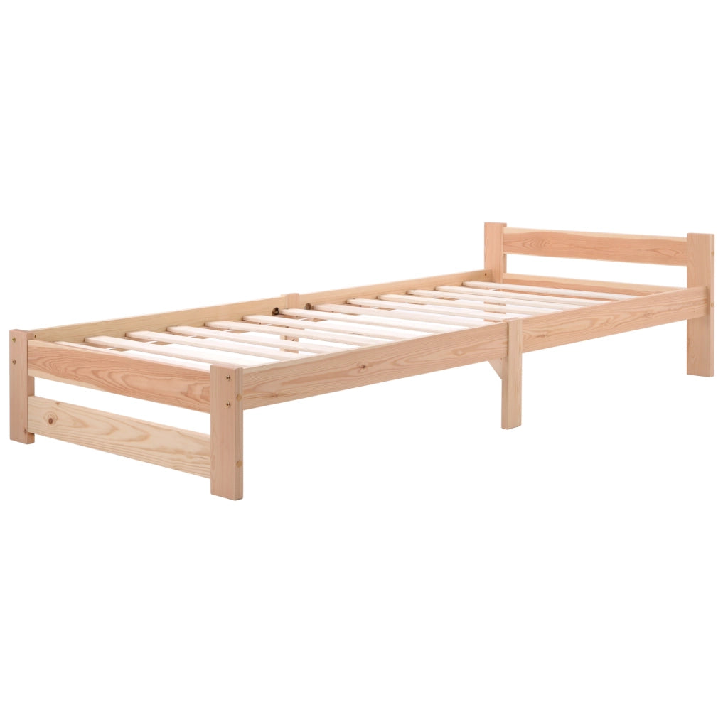 Letto singolo 90x200 cm in legno massello di pino; colore naturale
