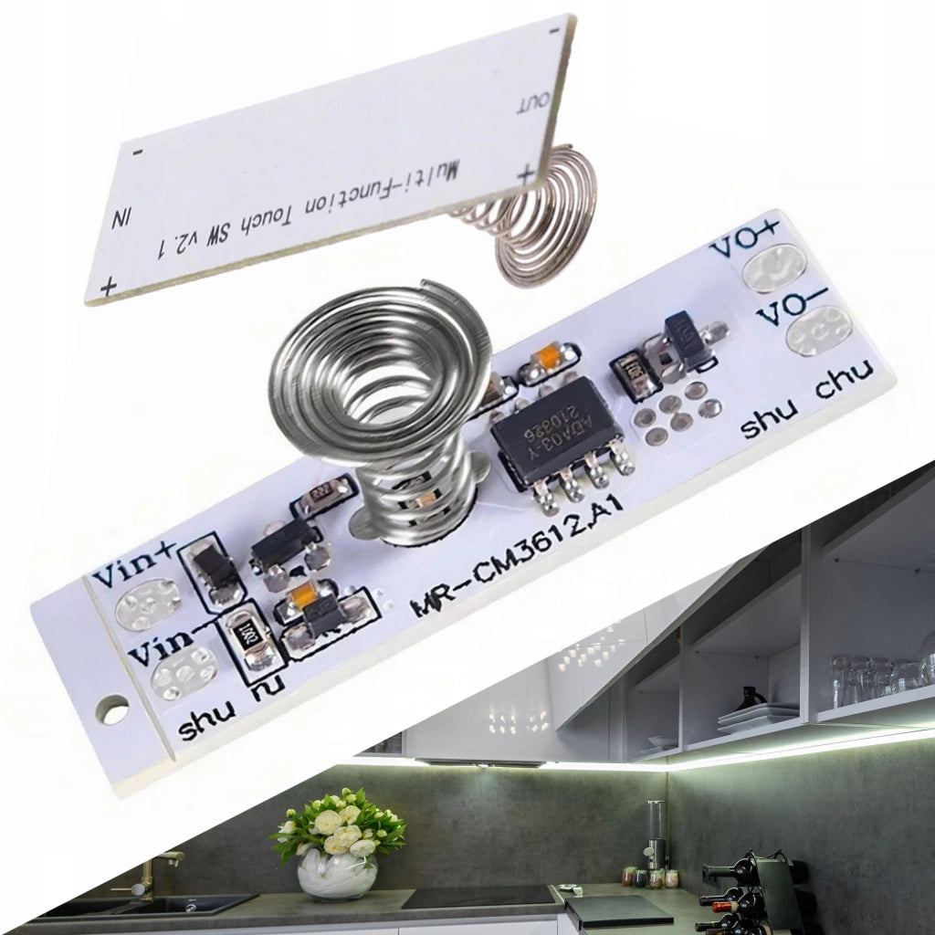 Interruttore Dimmer Touch per Strisce LED 12V 5A – Controllo Tattile, Regolazione Continua, Design Elegante