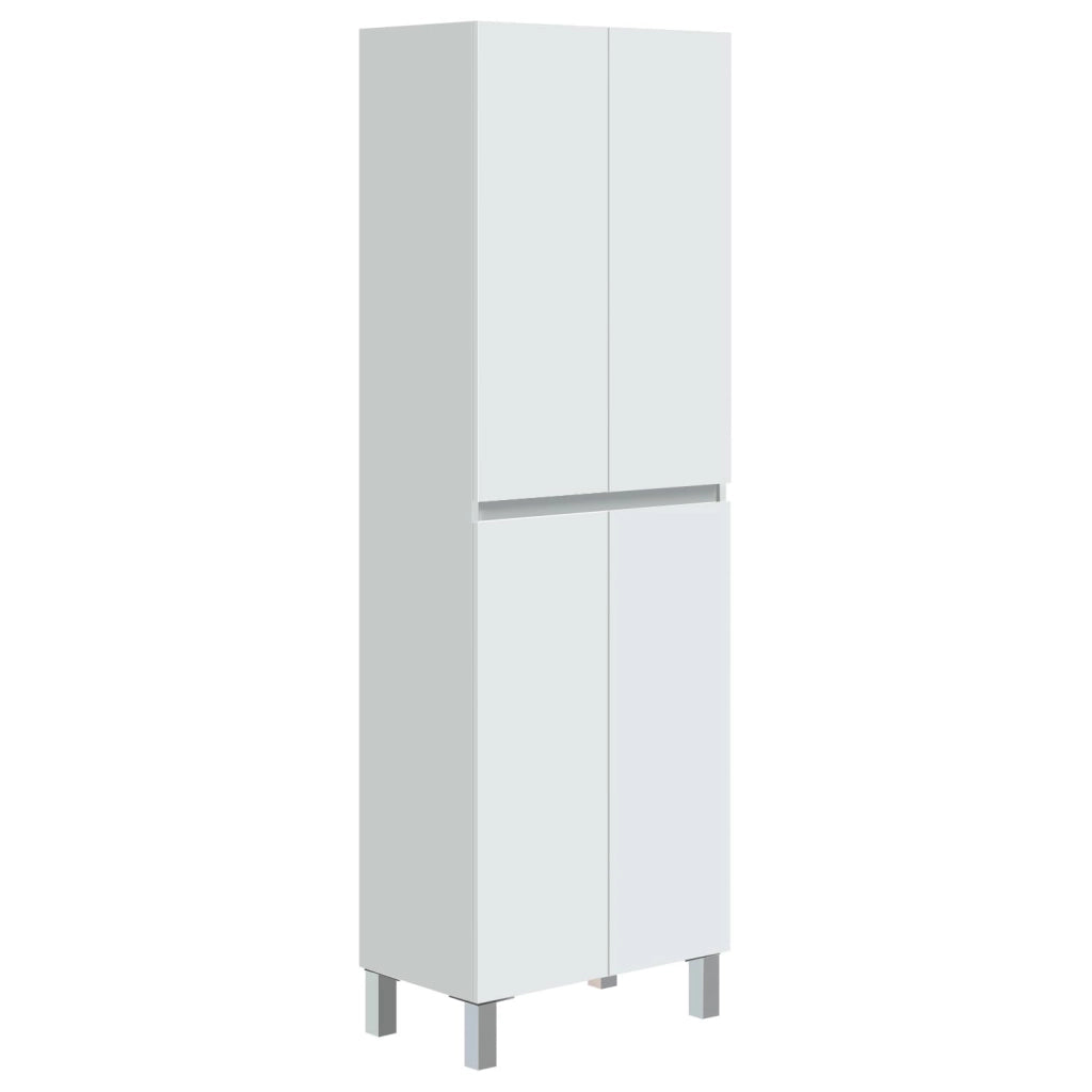 Mobile Alto Colonna Bagno 4 Ante Con Ripiani Regolabili Salvaspazio Design Moderno Elegante Ideale Per Bagno Lavanderia Ripostiglio 182 x 60 x 35 Cm Colore Bianco