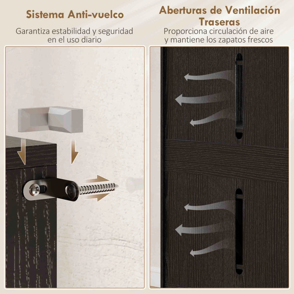 Scarpiera con ante e ripiani regolabili ¨C zephmum ¨C nero brillante 80x30x100 cm