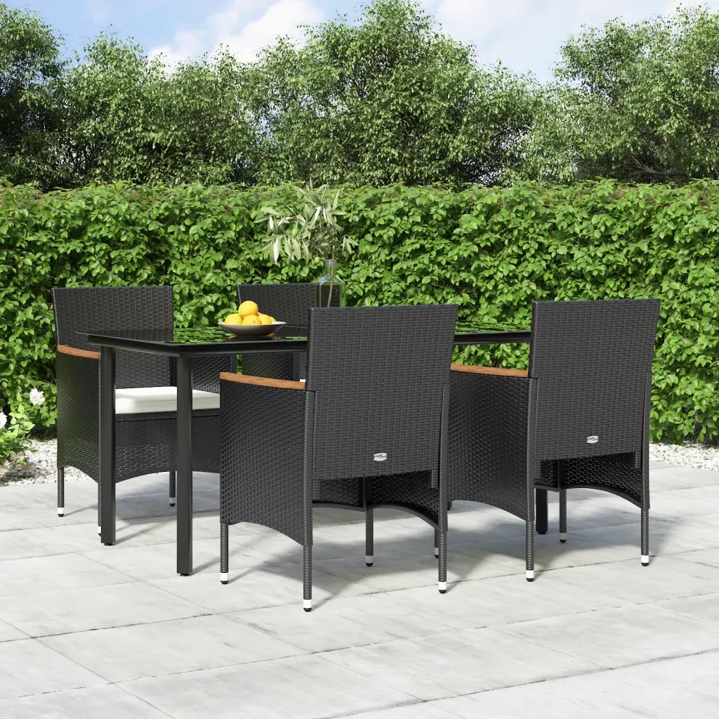 Set da Pranzo da Giardino 5 pz con Cuscini Nero 3156632
