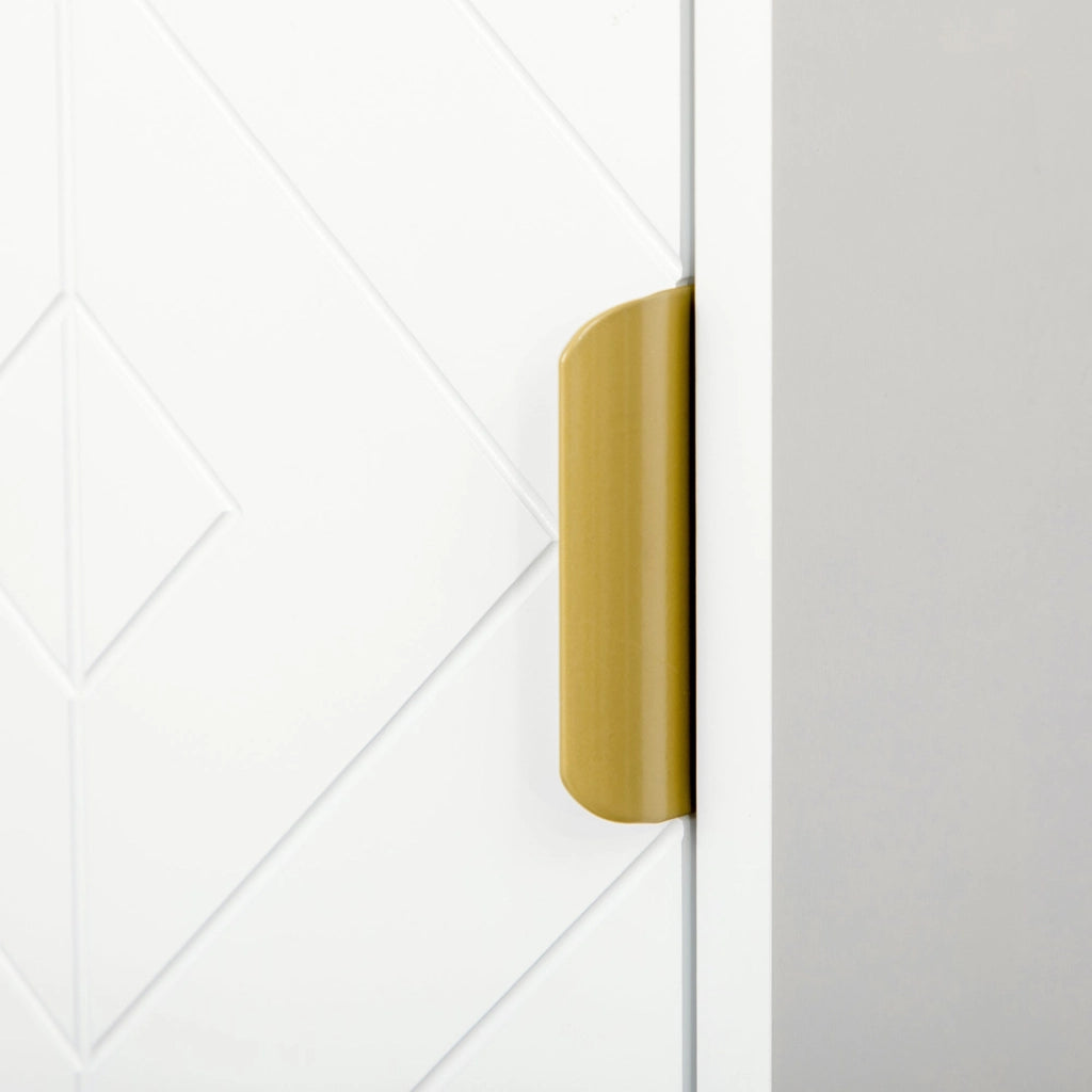 Mobile Colonna Bagno 30x30x170,7 cm in MDF e Acciaio Bianco e Oro