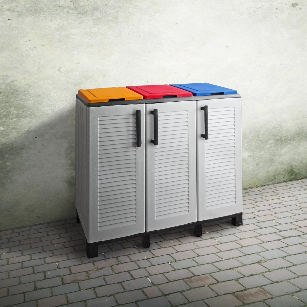 Contenitore per Rifiuti Apix, Pattumiera Capacità 330 (110 per Sacco) Made in Italy, 102x37x90h cm Grigio Chiaro