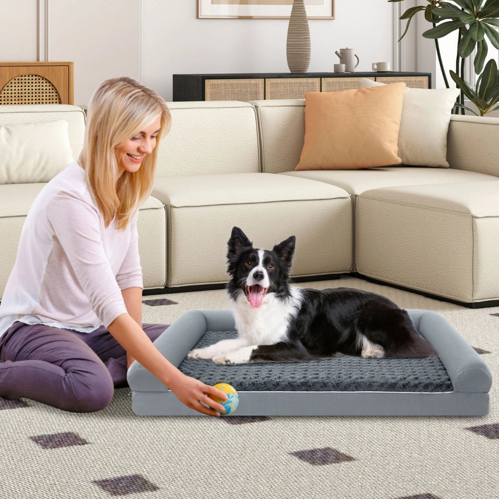 Letto ortopedico per cani in schiuma, Divano per cani di taglia XXL con cuscino in schiuma a forma di uovo 135 x 91 CM